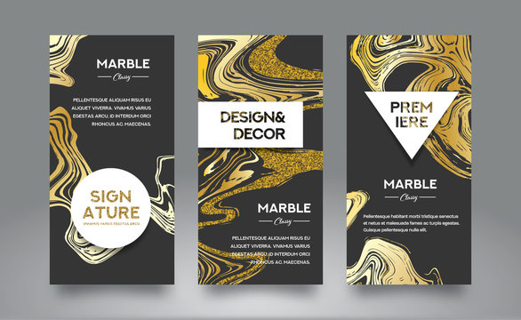 Marble Abstract Background Web Banner Template. Natural texture style