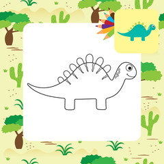 Cute cartoon dino coloring page