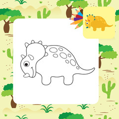 Cute cartoon dino coloring page