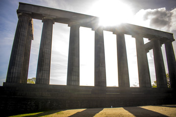 National Monument of Scotland on Calton Hill, Edinburgh, Scotland, UK 