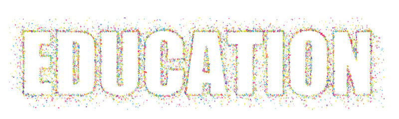 EDUCATION colorful typography banner composed of tiny letters