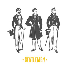 Gentlemans. Black and white vector objects.