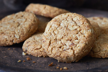 Biscuits with whole-wheat (wholemeal) flour on rustic plate