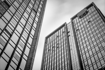 The architectural landscape of the commercial building in the city center of the city