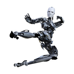3D Rendering Male Robot on White