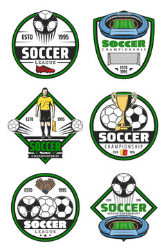Soccer championship badge of football sport game