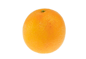 large ripe orange on a white background..