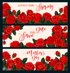 Rose flower banner for greeting card or invitation