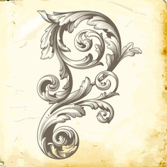 Vector baroque of vintage elements for design. 