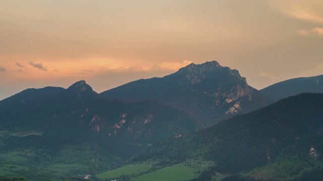 Evening colors in mountains Time lapse