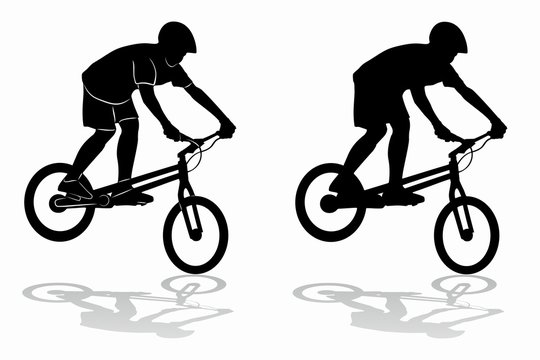 silhouette of a cyclist - biketrial , vector draw