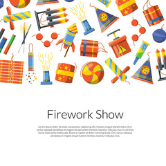 Vector cartoon pyrotechnics background illustration