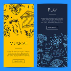 Vector doodle theatre elements banners illustration