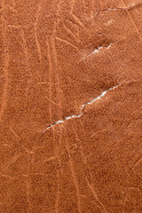 Brown leather material with cracks as background