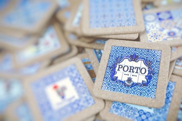 Traditional portuguese souvenirs for sale at Porto market (Mercado do Bolhao). Portugal © Curioso.Photography