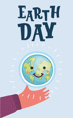 Earth Day Cartoon Card, Earth Day Vector illustration.