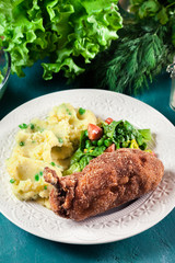 Chicken Kiev, breaded chicken breast