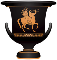 Krater "Centaur and Maenad", Ancient Greek vase for watering down wine, red figure style amphora vase painting vector illustration © Ievgen Melamud