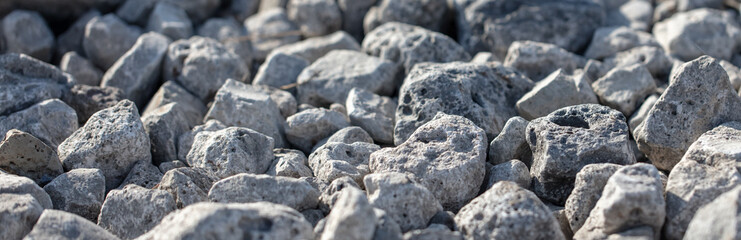 Stone crushed stone on the construction site as an abstract background
