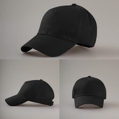 Group of the black fashion caps