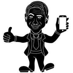 Men holds a smartphone