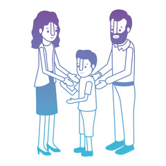 parents couple with son isometric characters vector illustration design
