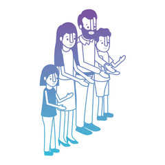 parents couple with son and daughter isometric vector illustration design