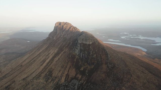 Stunning aerial drone shot of Stac Pollaidh, Scotland
