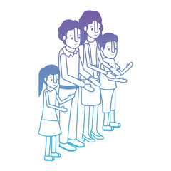 parents couple with son and daughter isometric vector illustration design