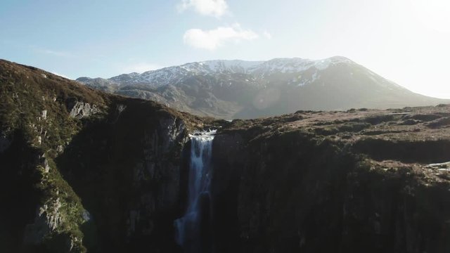 Stunning aerial drone shot of Loch na Gainmhich, Scotland