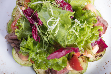 Овощной салат с мясом. Vegetable salad with meat