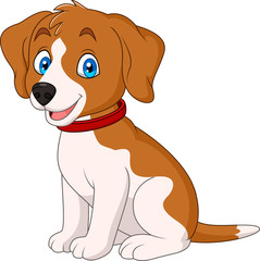 Cartoon cute dog wearing a red collar © tigatelu