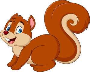 Cartoon funny squirrel isolated on white background © tigatelu