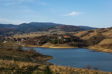 Fototapeta na wymiar Czorsztynskie lake near Kluszkowce village at spring, Pieniny, Poland