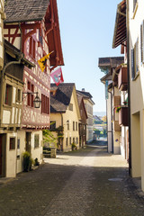 Fototapeta premium The Choligass down to the Rhine river, Stein am Rhein, Switzerland