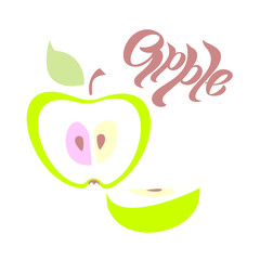 Apple. lettering. Clove.Fruit. Design concept. Vector illustration.