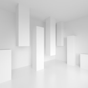 Abstract Interior Design. Office Room Background. White Modern Wallpaper © radharamana
