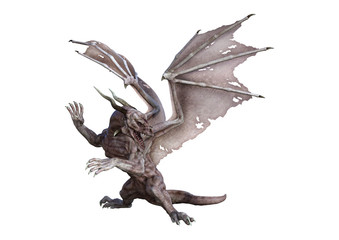 Fototapeta premium 3D Rendering Fantasy Vampire Dragon on White