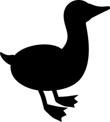 Silhouette of cartoon goose on white background