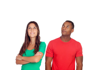 Fototapeta premium Brunette woman and handsome African man