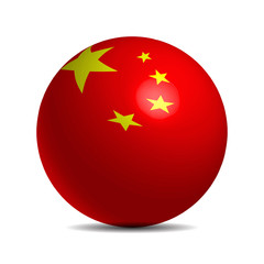 China flag on a 3d ball with shadow