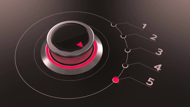 Switch knob rotating from one to five, device control, choice, levels, power