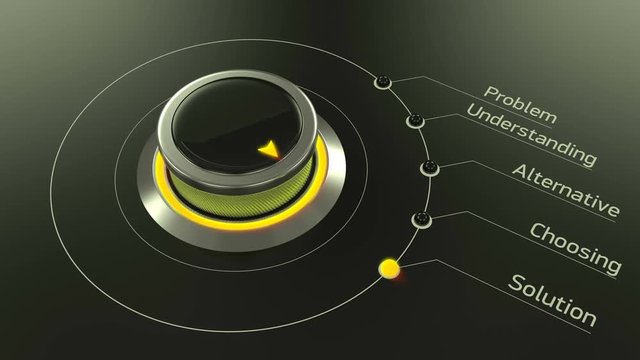 Switch knob rotating from problem to solution, business concept