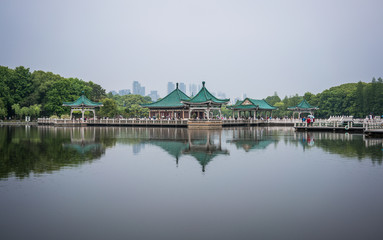 Pavilion at east lake in Wuhan Hubei China