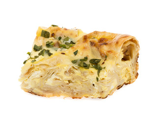 casserole piece of cheese on a white background