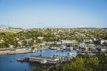 Fototapeta na wymiar Beautiful view of Sevastopol from the observation platform in spring sunny day