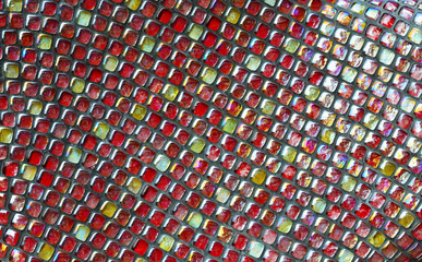 Glass mosaic with red and yellow colors