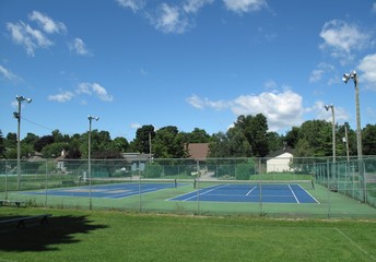 Tennis court in urban area