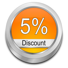 5% Discount button - 3D illustration
