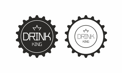 Two Monochrome Bottle caps. isolated on white background. top view